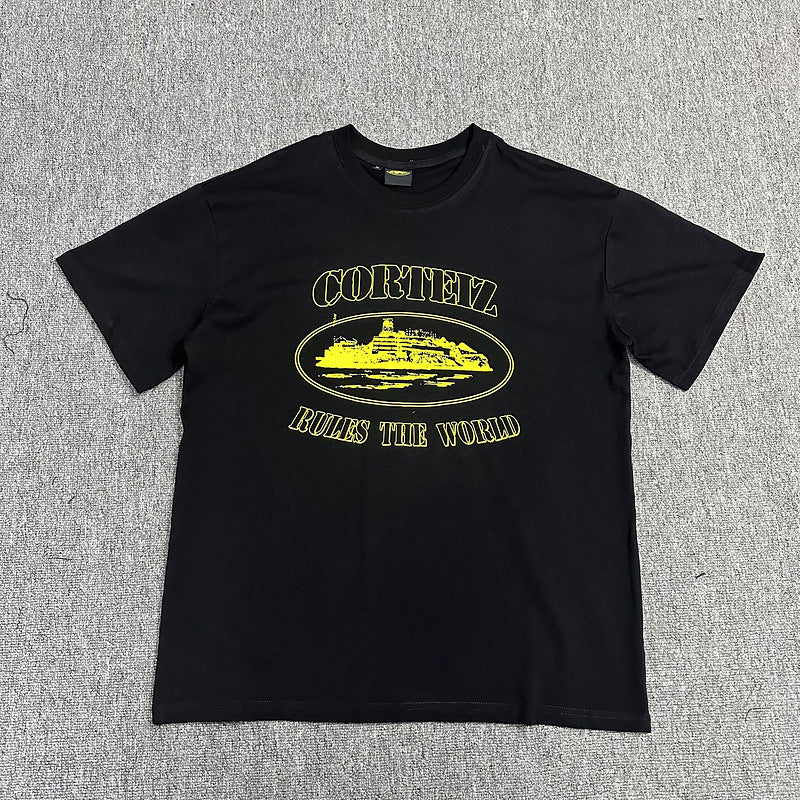 Corteiz Alcatraz Logo Letter Crew Neck Short Sleeve T‑Shirt Unisex
