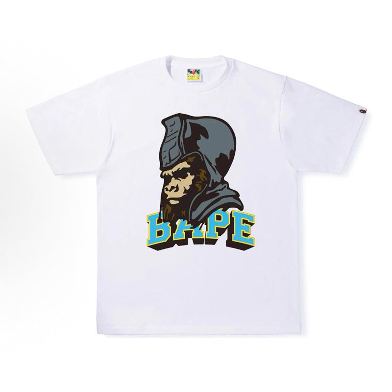 BAPE Ape Head Shark Print Loose Casual Unisex Short Sleeve T-Shirt