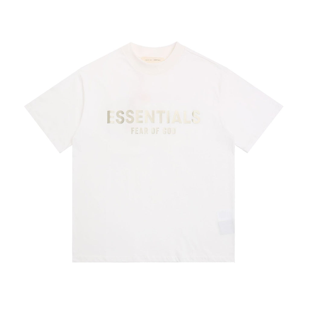 Fear Of God Essentials Silver Foil Letter Crew Neck Unisex T Shirt