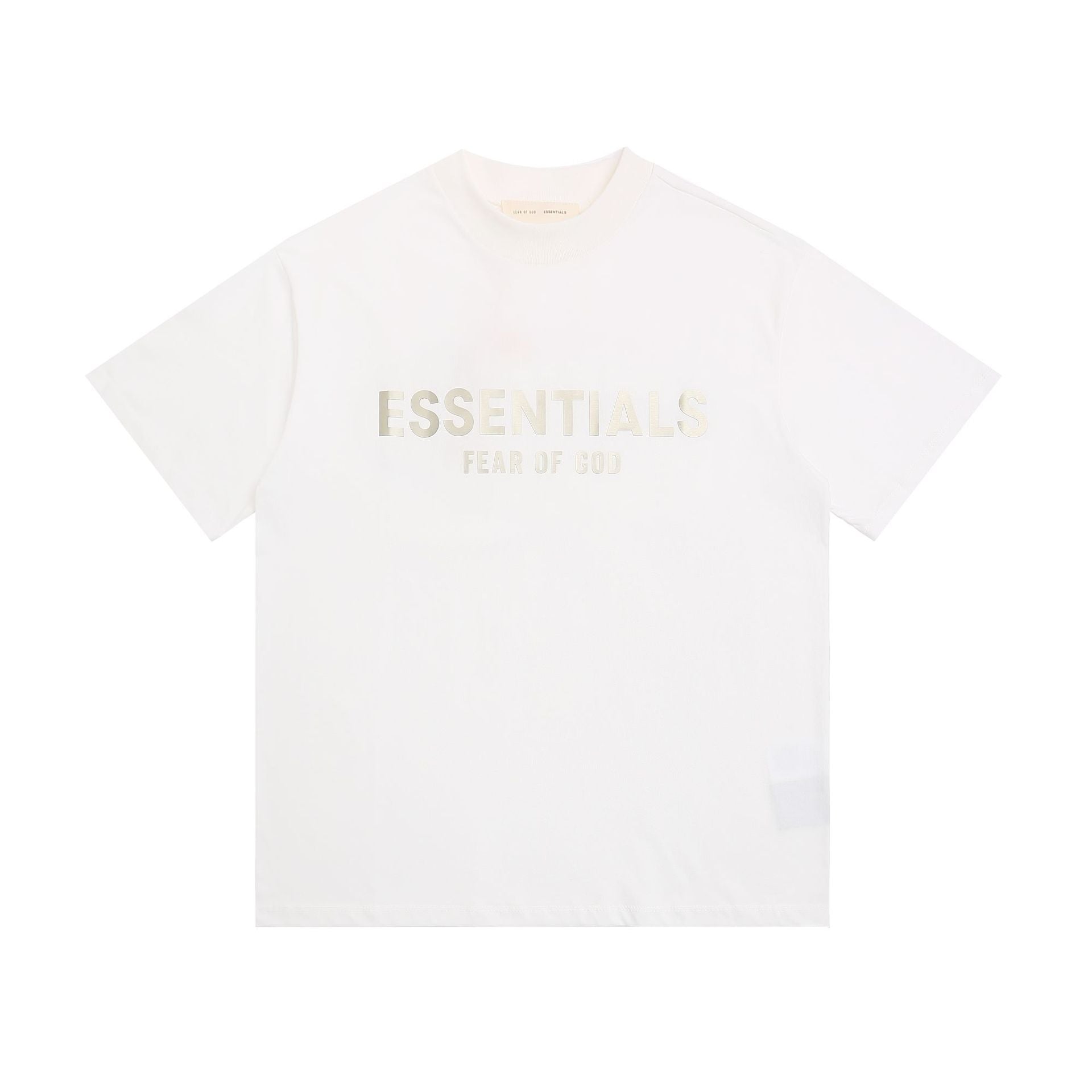 Fear Of God Essentials Silver Foil Letter Crew Neck Unisex T Shirt