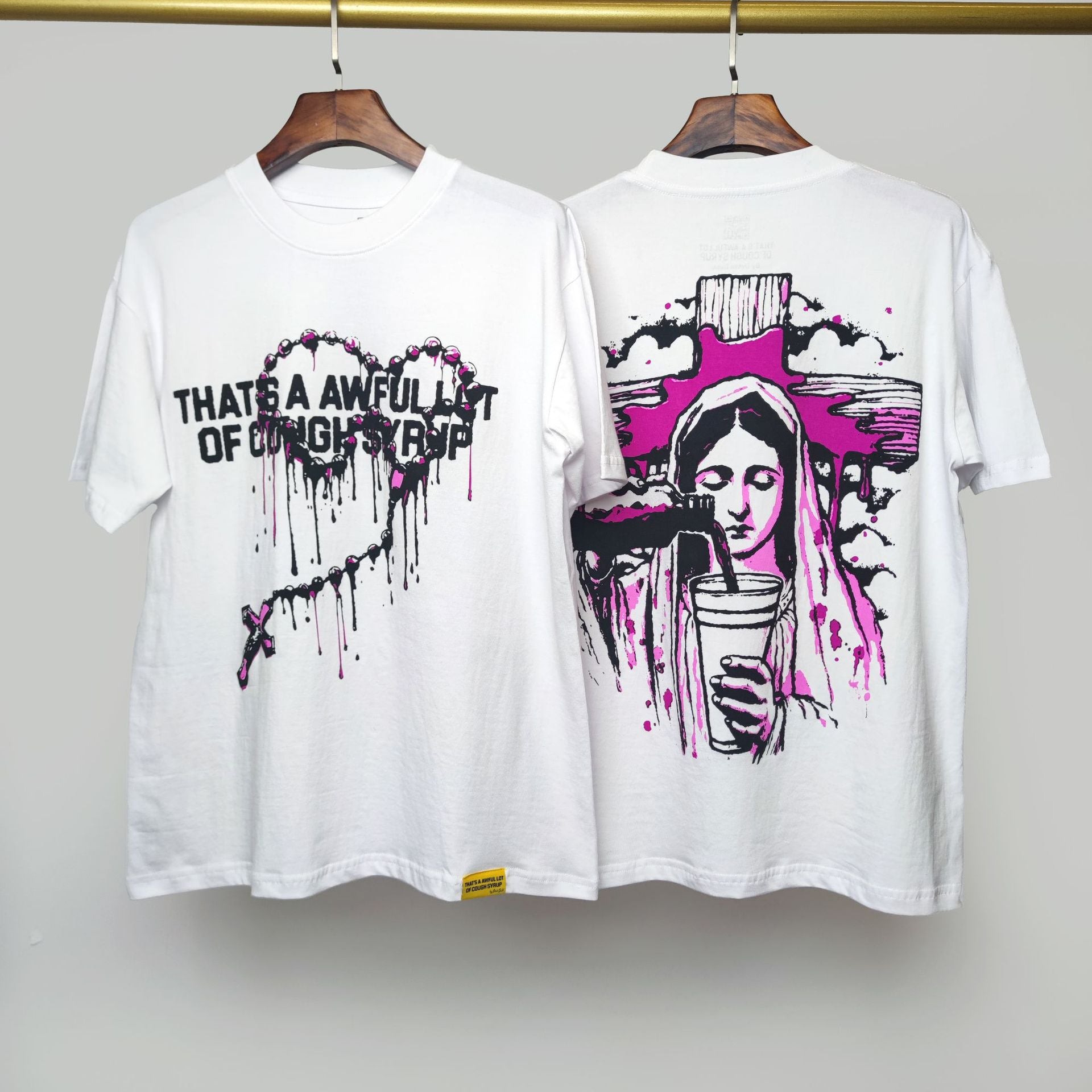ALOCS Cough Syrup Letter Graphic Short Sleeve Tee Streetwear Unisex