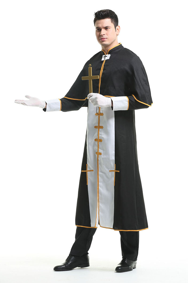 Halloween Men Priest Father Cosplay Religious Robe Carnival Party Sets