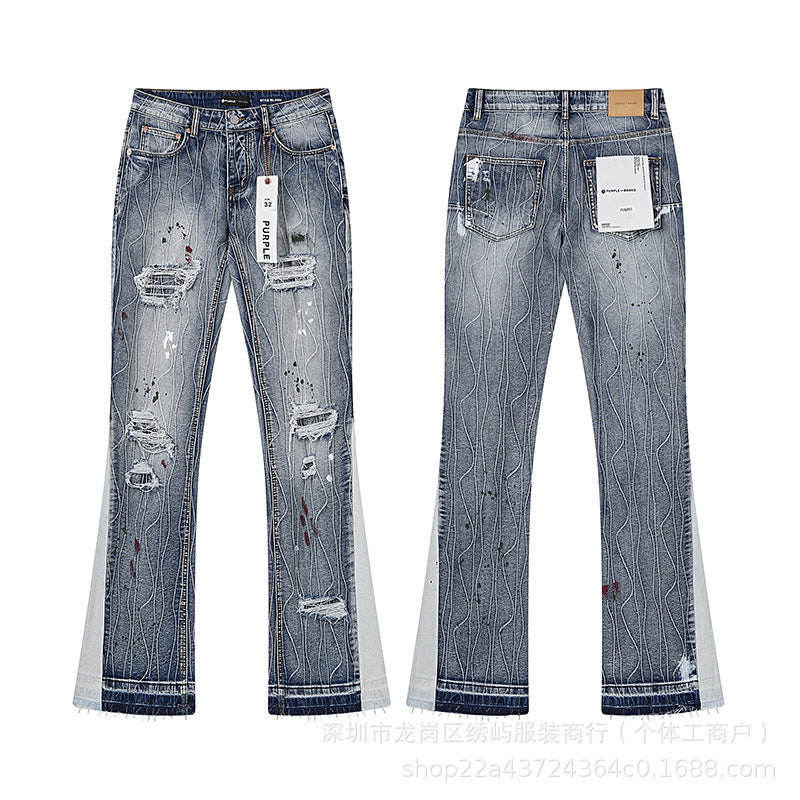 Purple Brand Distressed Flare Denim Jeans Unisex