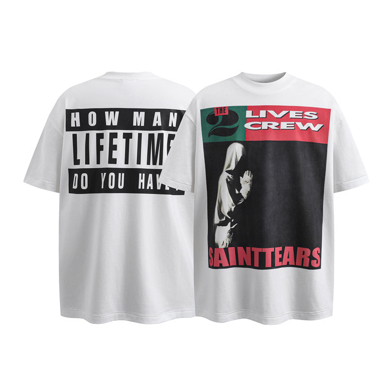 Saint Michael Vintage Washed Distressed Hole Loose Streetwear T-Shirt