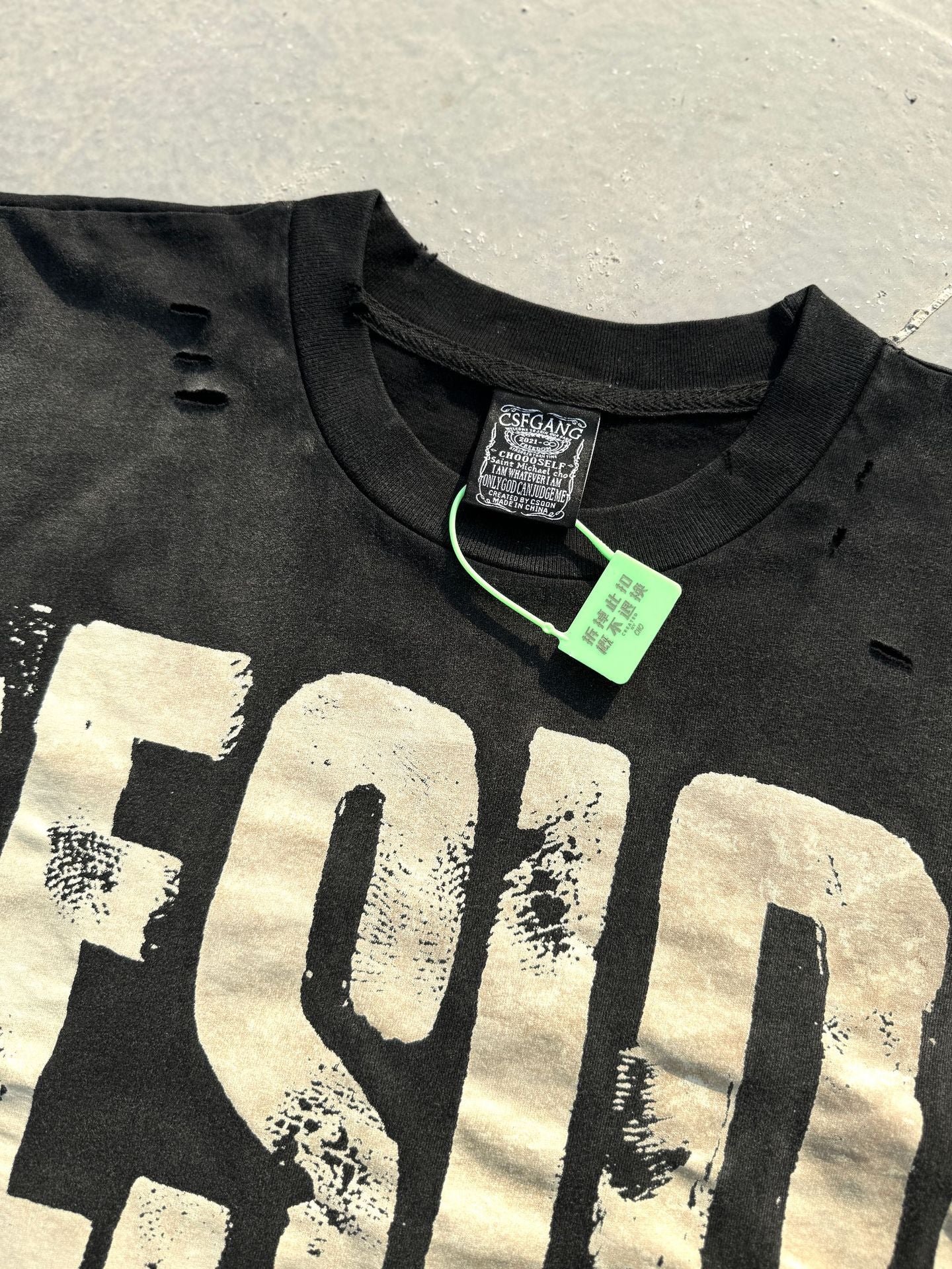 Washed Distressed Drip Letter Print Crew Neck Short Sleeve T Shirt