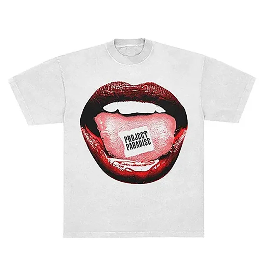 Revealmyfear Y2K Double Sided Cartoon Oversized Vintage Baumwoll-T-Shirt
