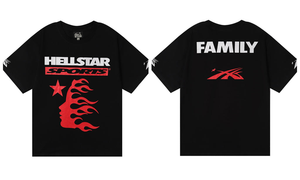 Hellstar Series Vintage Graphic Print Loose Unisex Streetwear T-Shirt