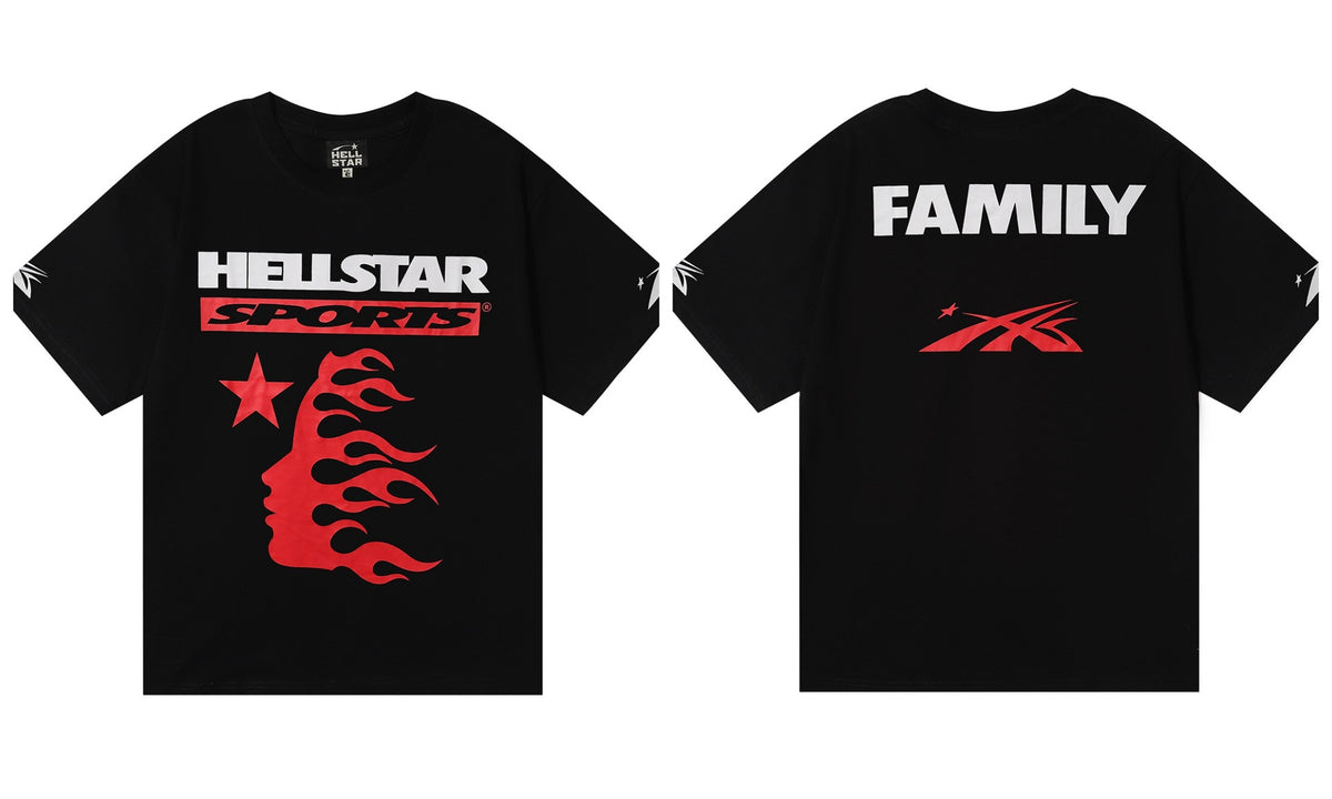 Hellstar Series Vintage Graphic Print Loose Unisex Streetwear T-Shirt