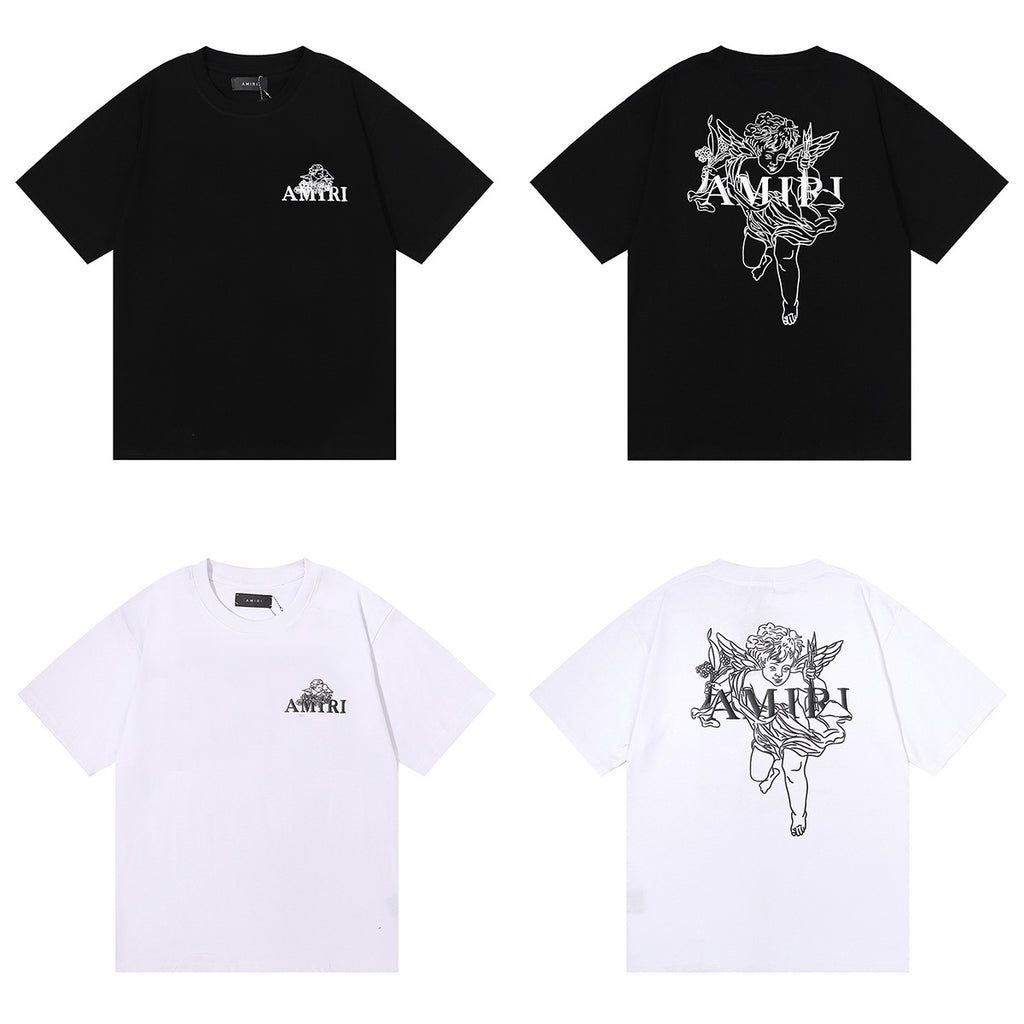 Amiri Rose Skull Letter Graphic Short Sleeve Tee Streetwear Unisex