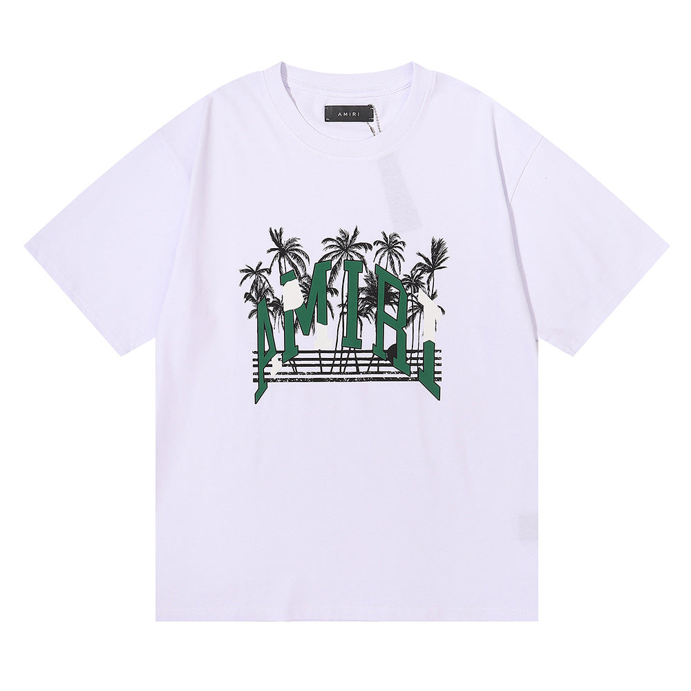 Amiri Rose Skull Letter Graphic Short Sleeve Tee Streetwear Unisex