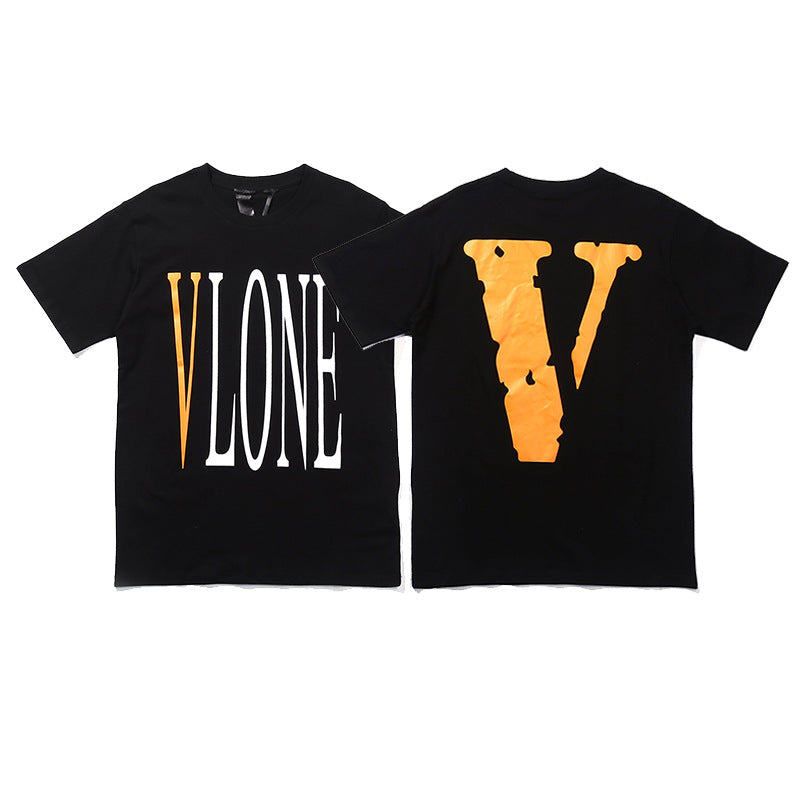 Vlone Big V Letter Graphic Print Short Sleeve Tee Streetwear Unisex