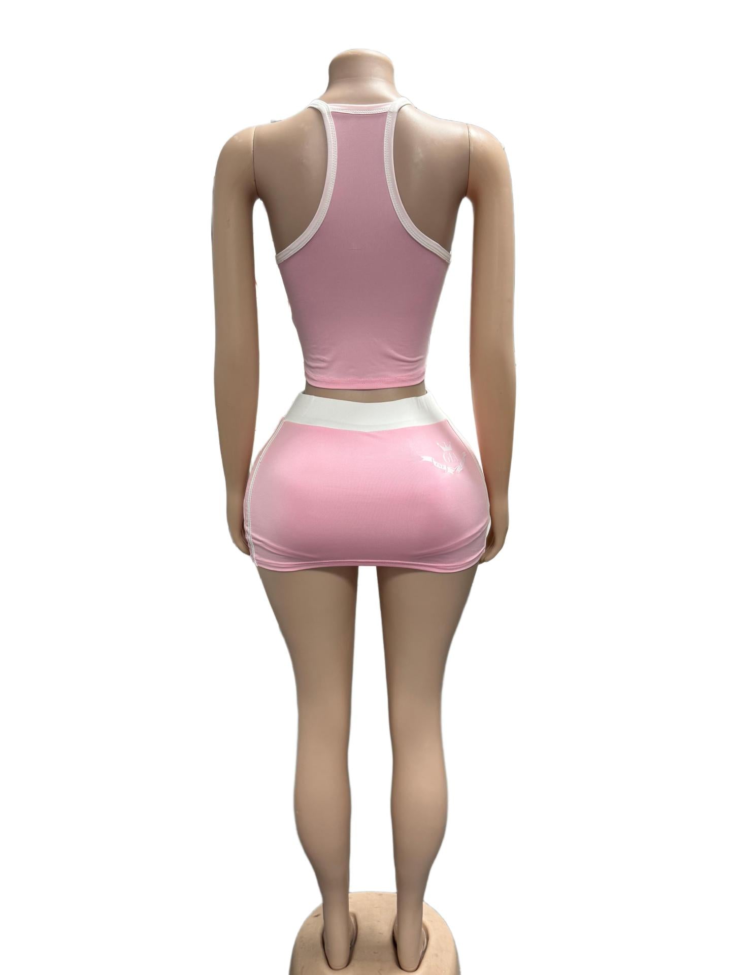 I.AM.GIA Letter Print Halter Top Skort 2 Piece Set Women