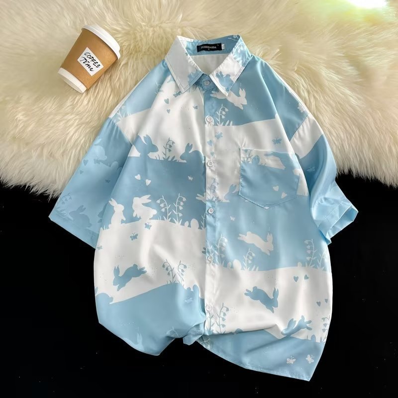 Mens Tropical Hawaiian Floral Loose Short Sleeve Summer Shirt 8002-8034