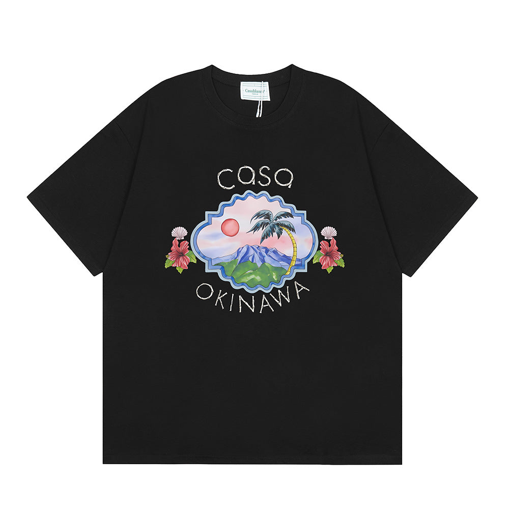 Casablanca Vintage Logo Print Loose Short Sleeve T Shirt Unisex Y2K