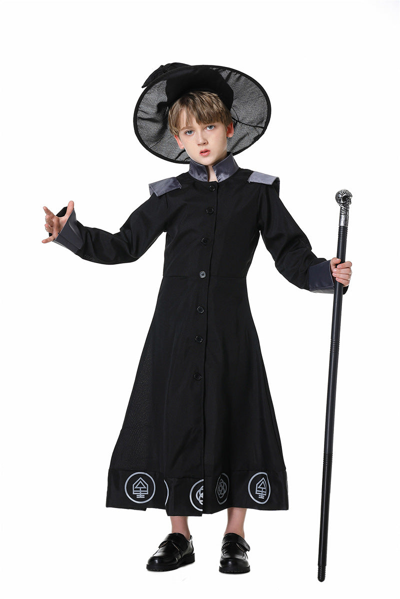 Halloween Wizard Witch Long Robe Cosplay Sets Adult & Kids Outfits