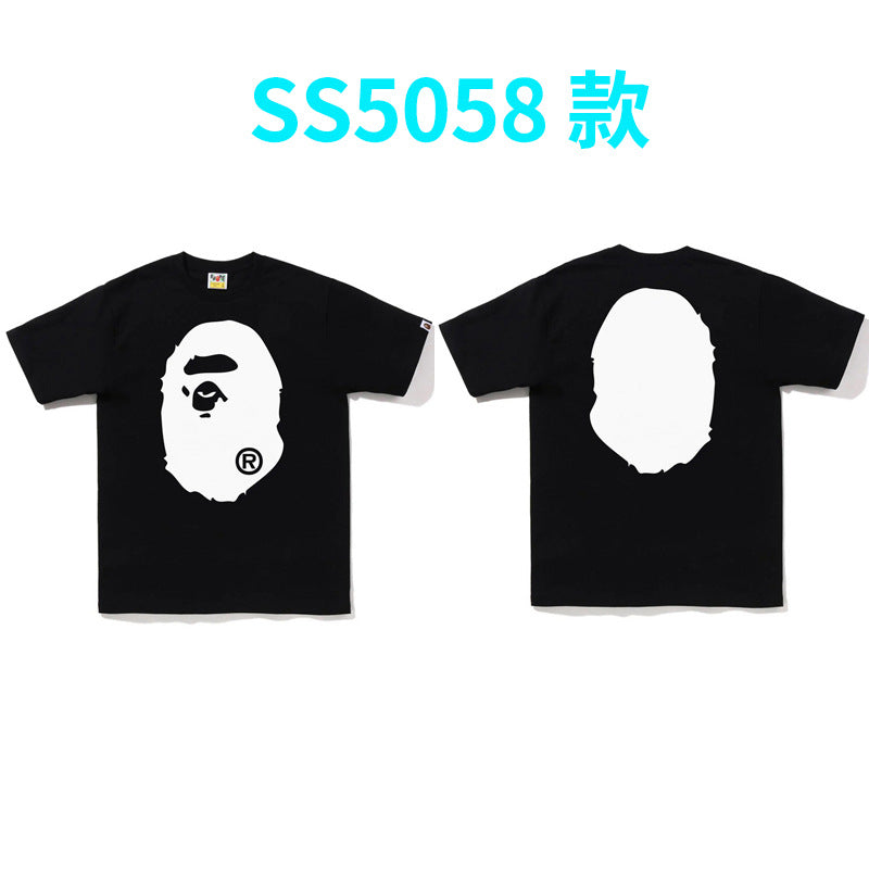 BAPE Shark Camo Graphic Tee Loose Unisex Streetwear T-Shirt