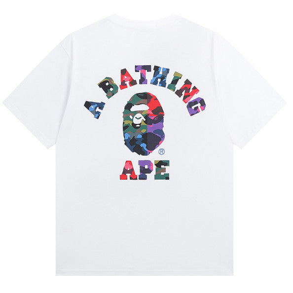 BAPE Camo Shark Ape Head Print Crew Neck Short Sleeve T‑Shirt Unisex