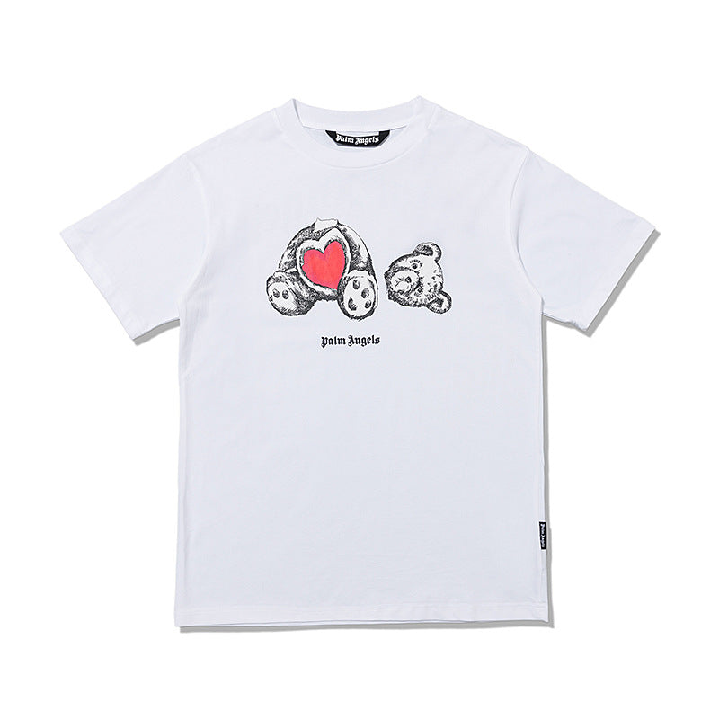 Palm Angels Teddy Bear Graphic Tee Loose Unisex Streetwear T-Shirt