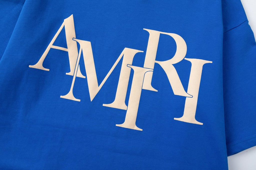 Amiri Velvet Foam Letter Graphic Crew Neck Short Sleeve T Shirt