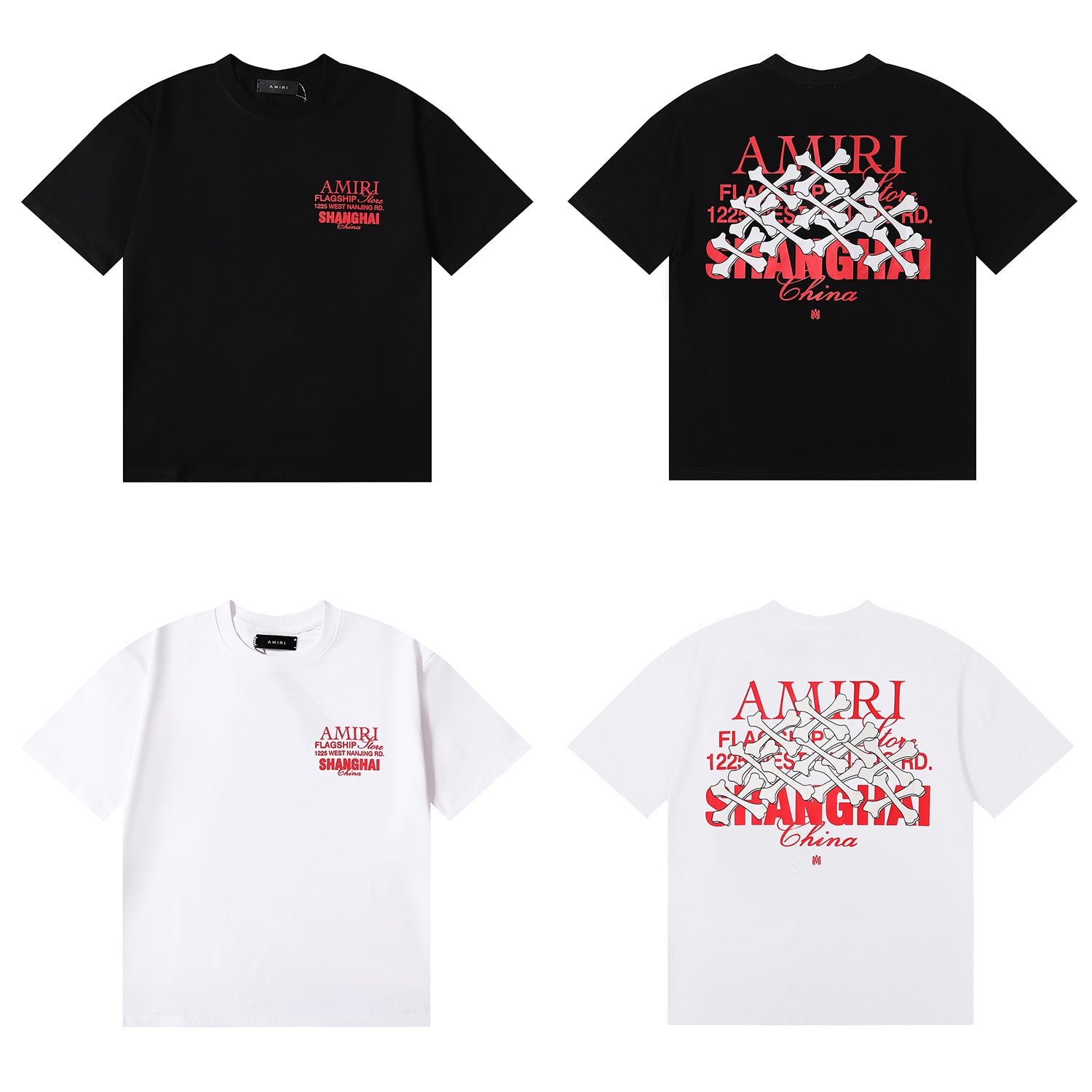 Amiri Rose Skull Letter Graphic Short Sleeve Tee Streetwear Unisex