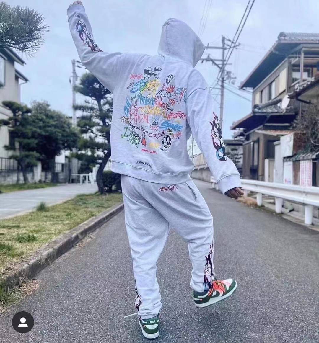 Chrome Hearts Graffiti Flame Sleeve Hoodie Street Cotton Pullover