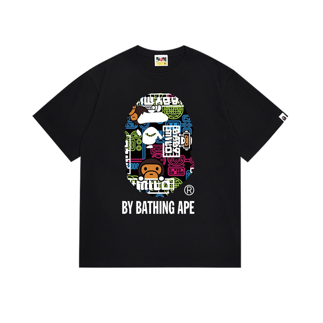 Bape Multi‑Camo Ape Head Graphic Oversized Tee Streetwear Unisex