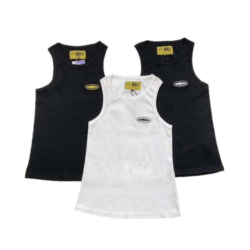 Corteiz Style Y2K Ribbed Tank Top Sleeveless Streetwear Basic Vest
