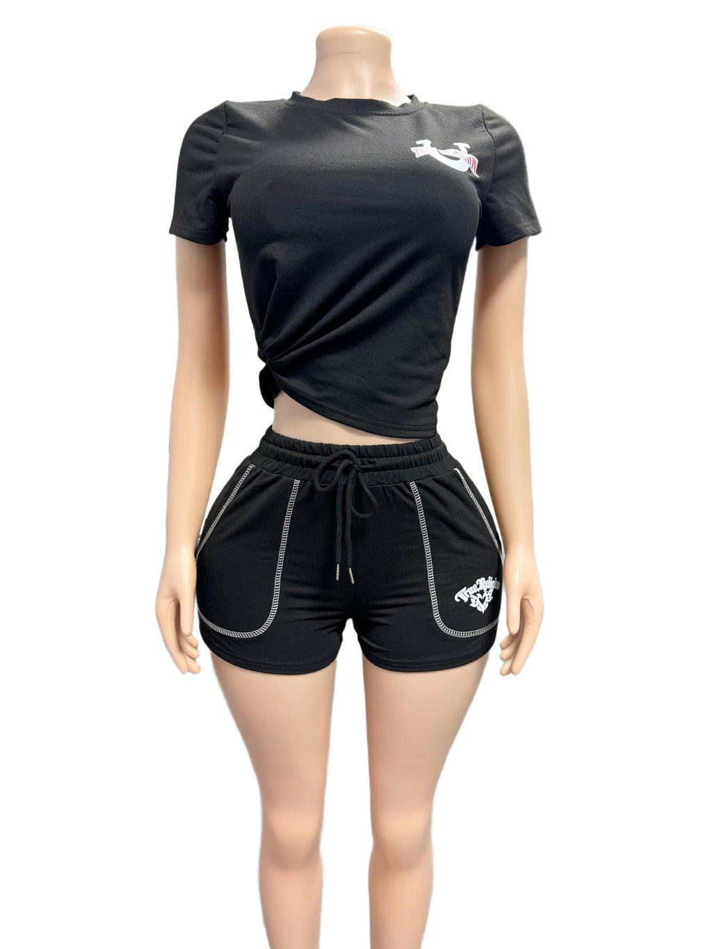 True Religion Horseshoe Graphic Print Tee Shorts 2 Piece Set