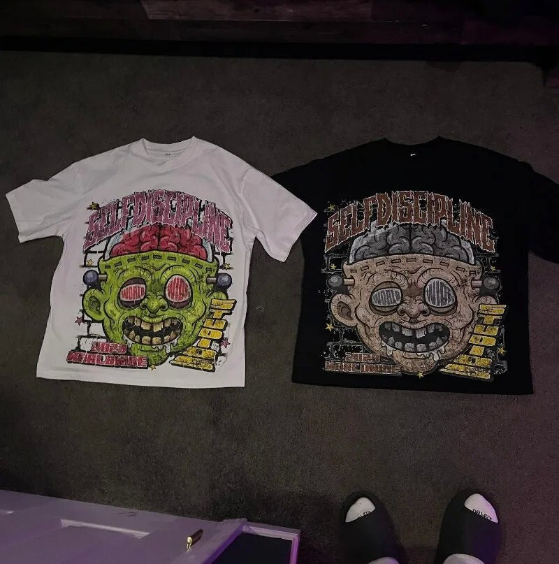 Hellstar Style Vintage Hip Hop Graphic Oversized Streetwear Cotton Tee