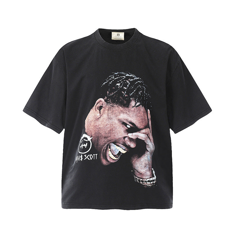 Travis Scott VTG Washed Rapper Athlete Mike Tyson Oversized Tee