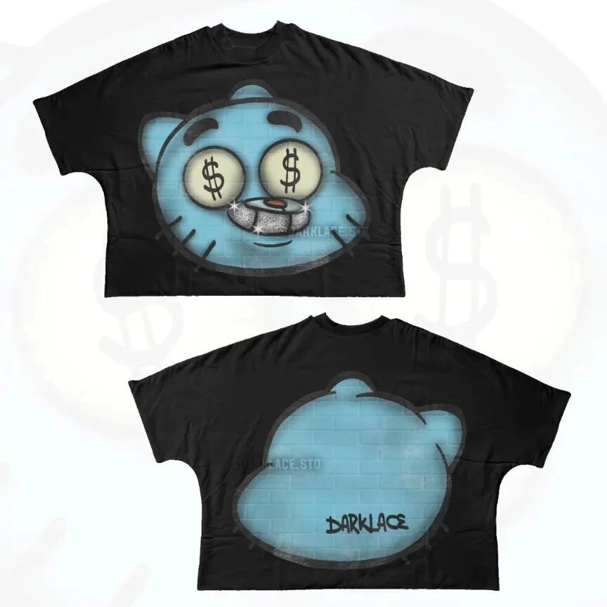 Y2K Punk Cartoon Hip Hop Grafik Unisex Oversized Streetwear Baumwoll-T-Shirt