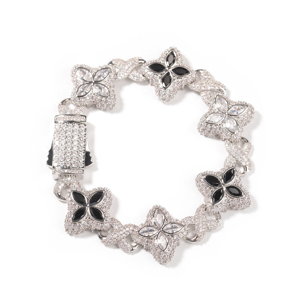 Iced Out Four Leaf Clover 5A Color Zircon Hip Hop Bracelet For