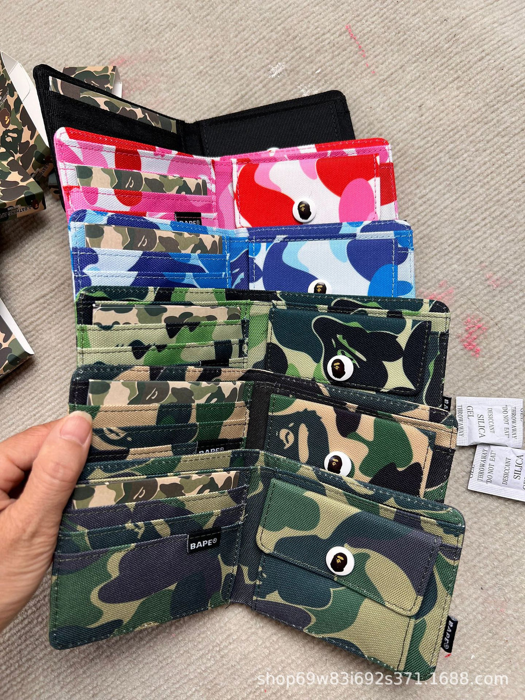 BAPE Camo Ape Head Bifold Wallet Mini Multi Color Canvas Card Holder