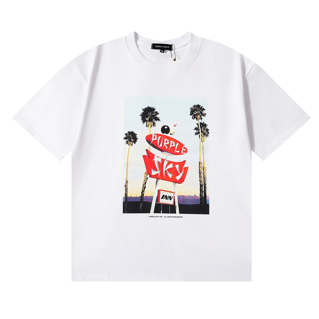 Purple Brand Graphic Tee Loose Unisex Vintage Streetwear T-Shirt