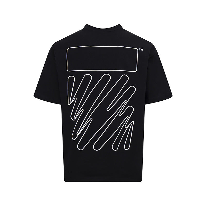 Tape Arrow Graphic Print Streetwear Crew Neck Short Sleeve T Shirt