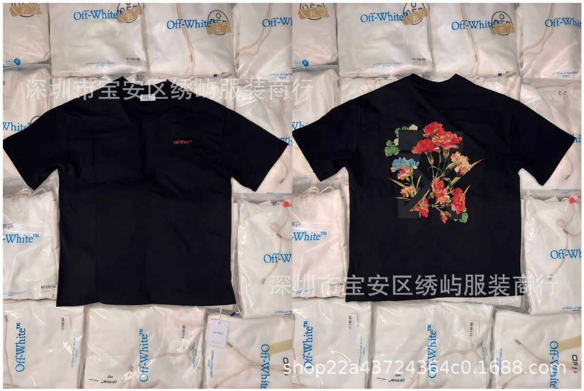 Off White Arrow Print Crew Neck Short Sleeve T Shirt Unisex