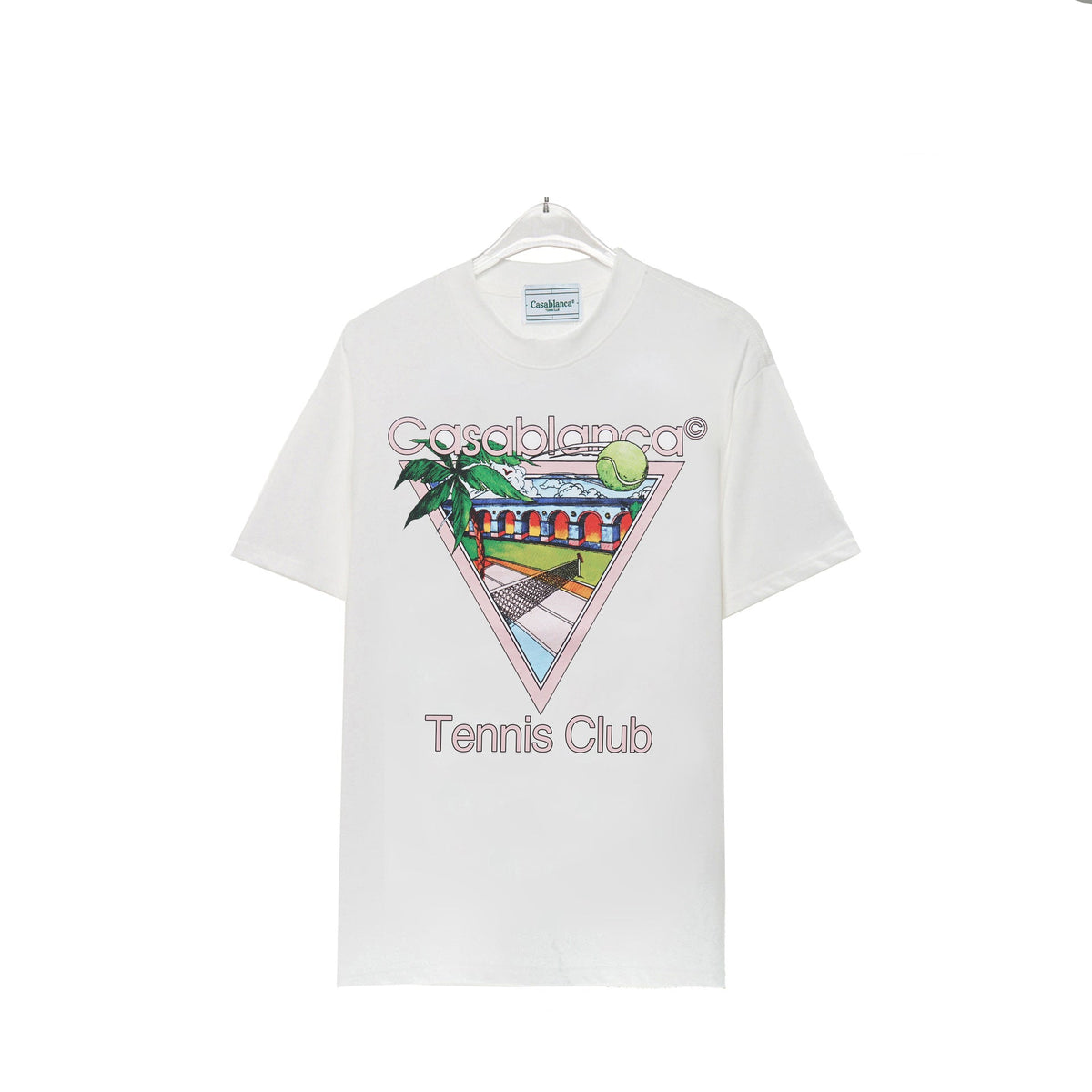 Casablanca Tennis Graphic T-Shirt Loose Oversized Short Sleeve Tee