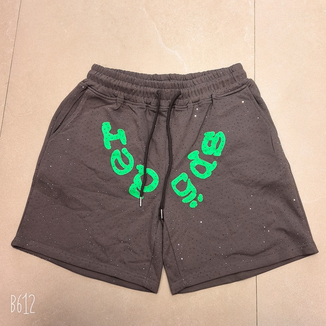 Sp5der Full Rhinestone T-Shirt & Shorts Matching Set
