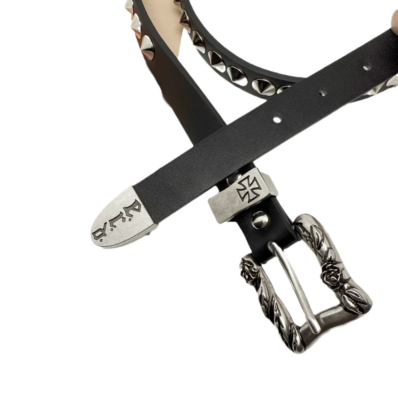 ERD Punk Stud Cross Metal Buckle Vintage Narrow Belt Y2K Unisex
