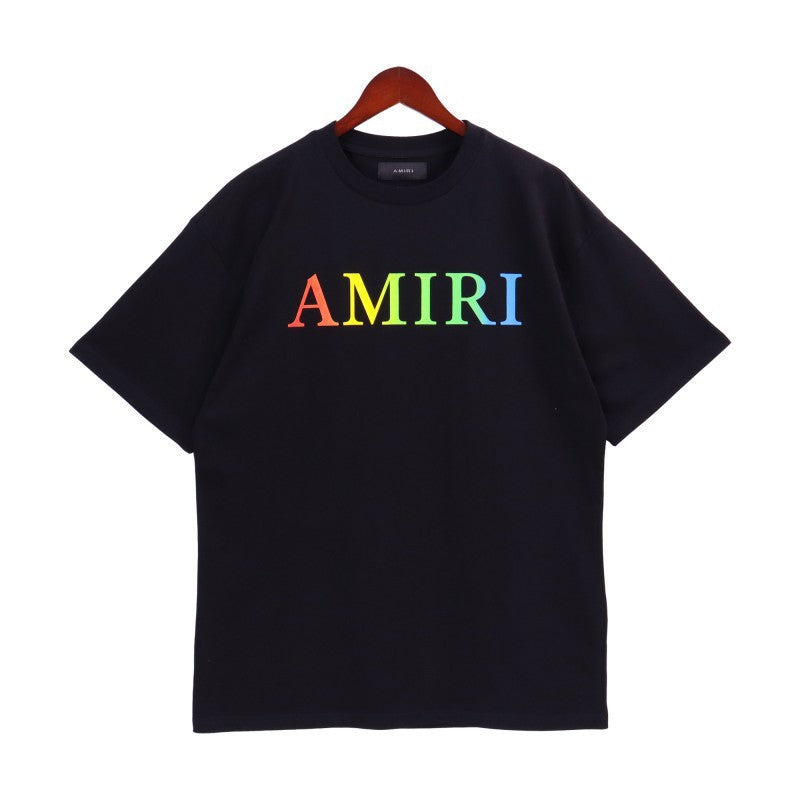 Amiri Multi‑Pattern Letter Graphic Oversized Tee Streetwear Unisex