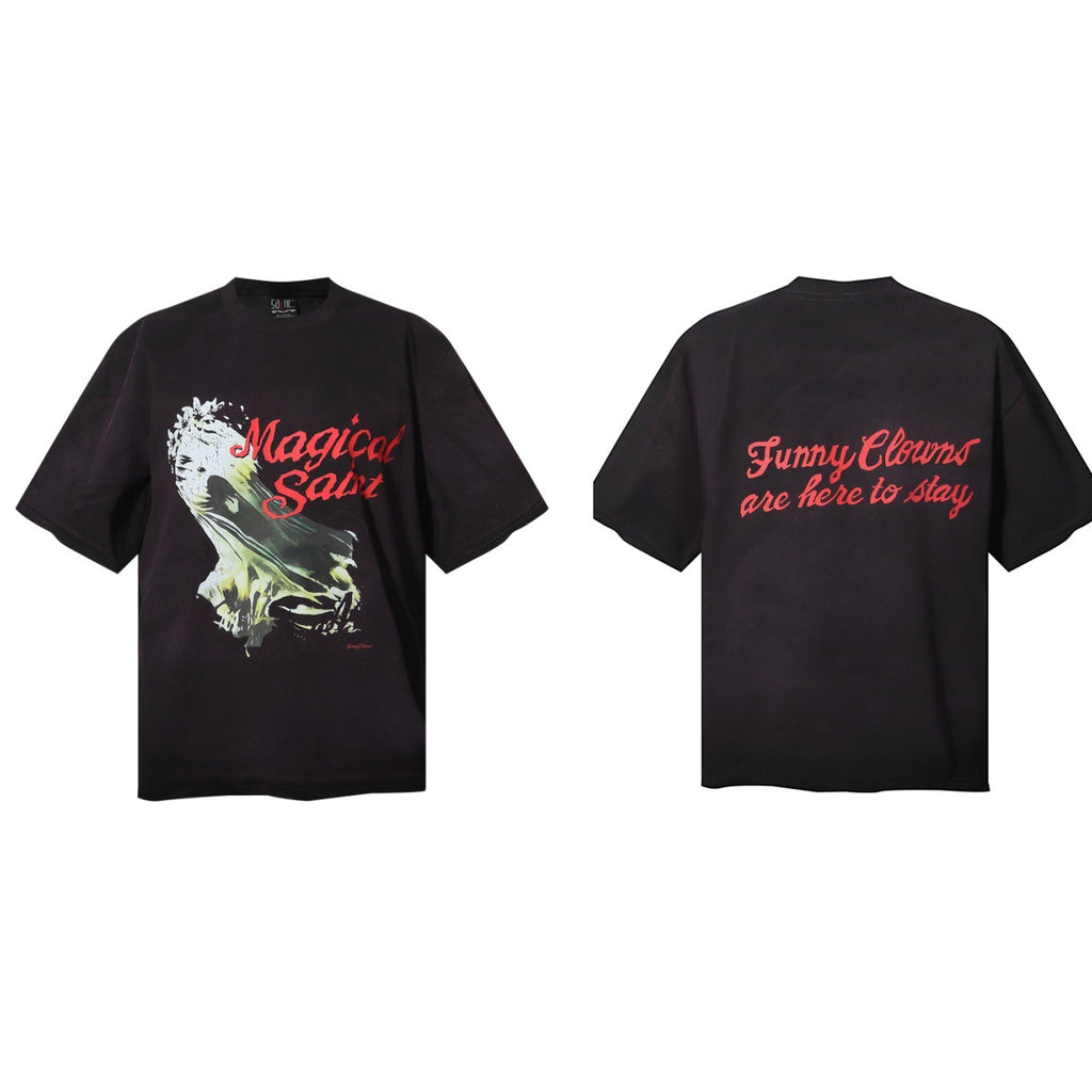 Saint Michael Vintage Washed Graphic Print Loose Streetwear T-Shirt