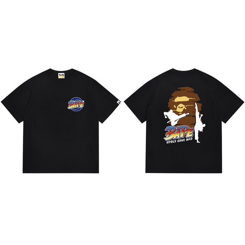 BAPE Ape Shark Graphic Print Loose Unisex Heavyweight Cotton T-Shirt