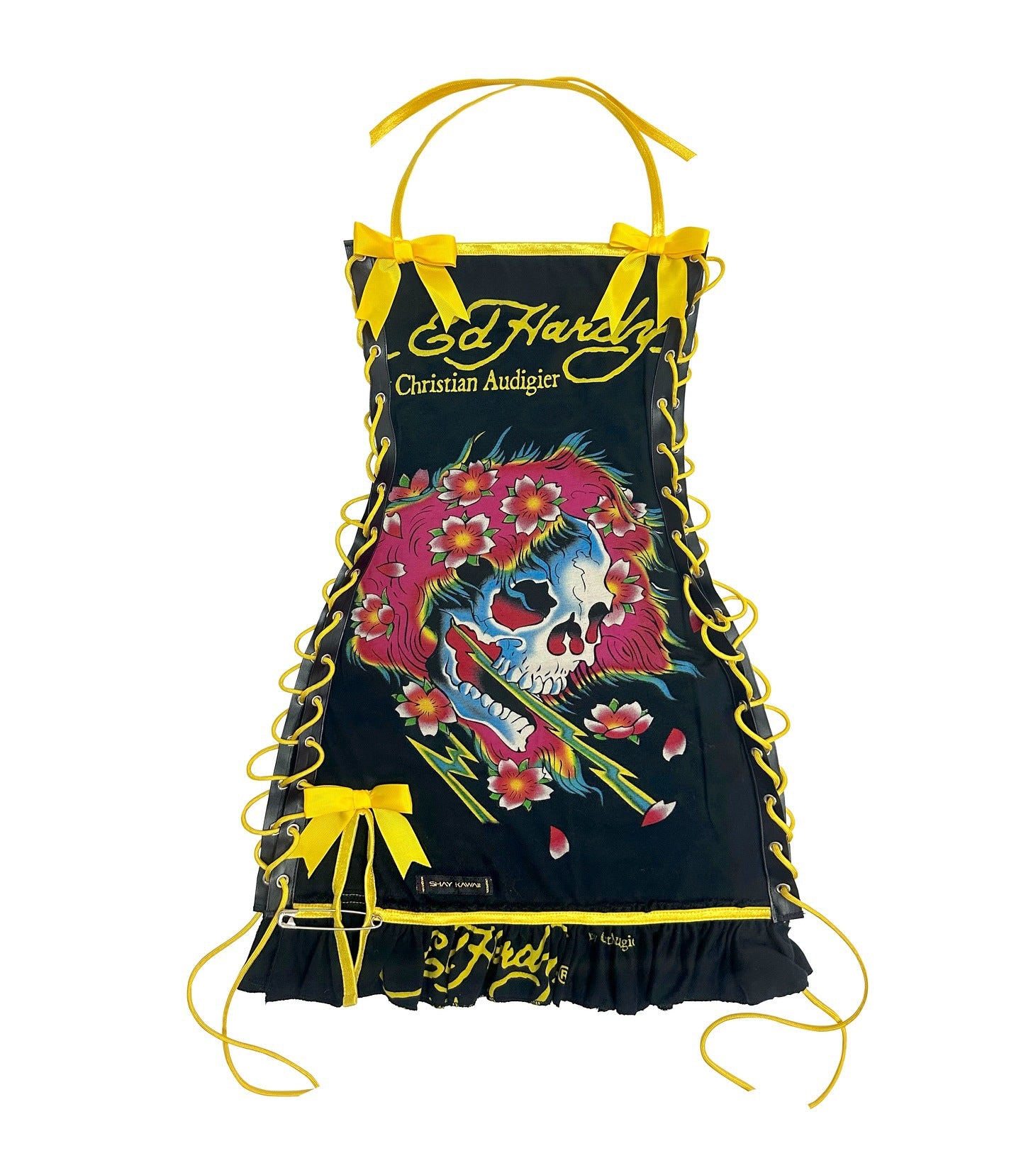 Vintage Skull Print Lace Up Cami Mini Dress Halloween