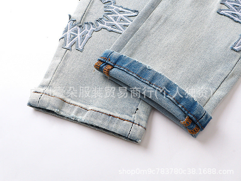 Amiri Blue Jeans Washed Distressed Straight‑Leg Loose Unisex