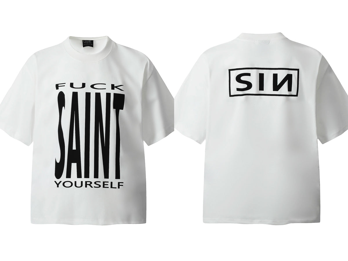 Saint Michael Vintage Washed Multi‑Print Graphic Oversized Tee Street