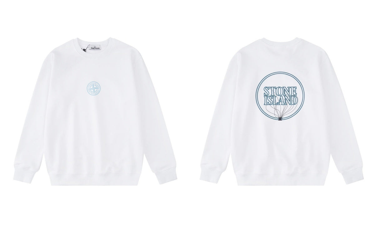 Stone Island Compass Print Crewneck Sweatshirt Men Autumn Pullover