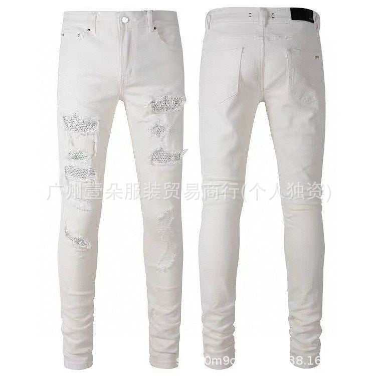 Amiri Letter Embroidery Washed Slim Tapered Denim Jeans Unisex