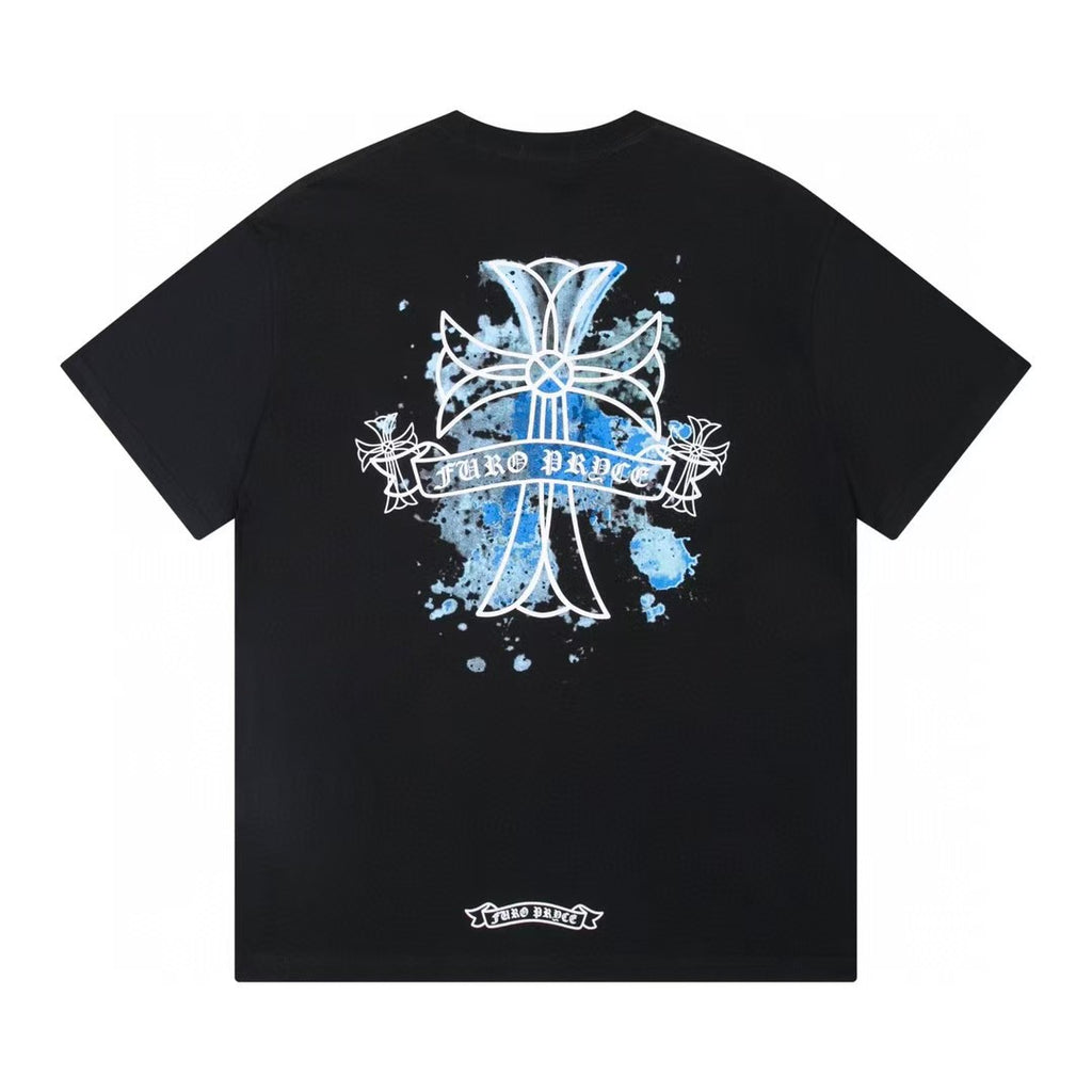 Chrome Hearts Color Sanskrit Cross Print Short Tee Unisex Y2K