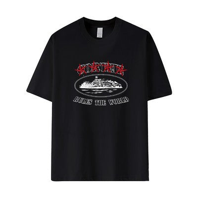 Corteiz CRTZ Y2K Classic Ship Logo Oversized Vintage Baumwoll-T-Shirt