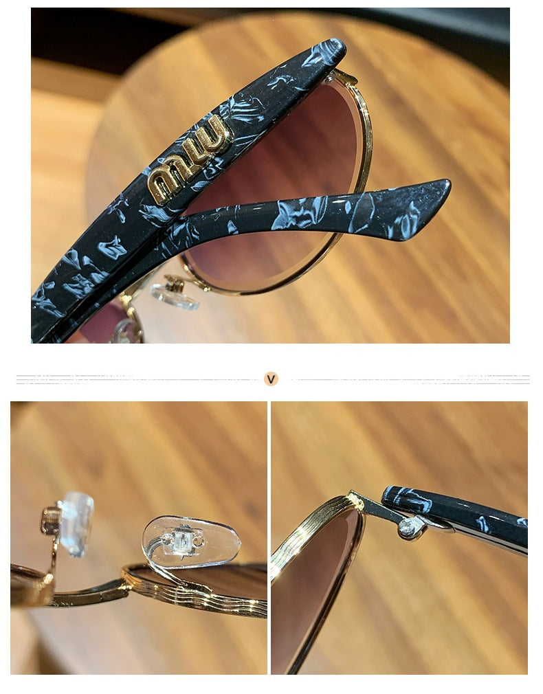 Miu Miu SMU52YS Sardine Oval Metal Sunglasses Gradient Lens Women Y2K